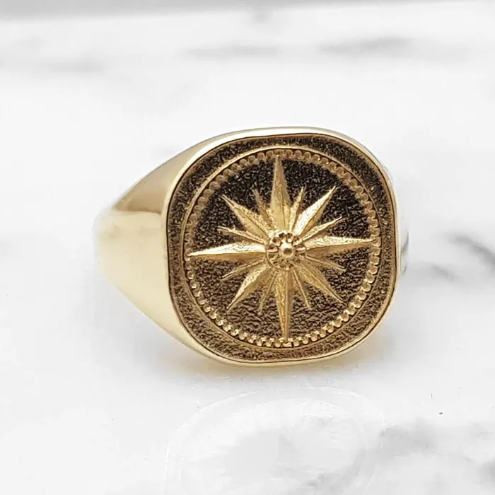 14k 18k gold mens compass ring 1 carre dor Rings