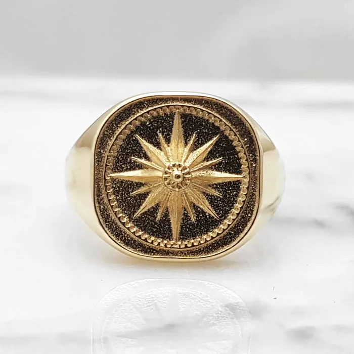 14k 18k gold mens compass ring 1 carre dor Rings