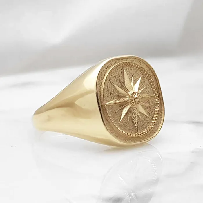 14k 18k gold mens compass ring 1 carre dor Rings