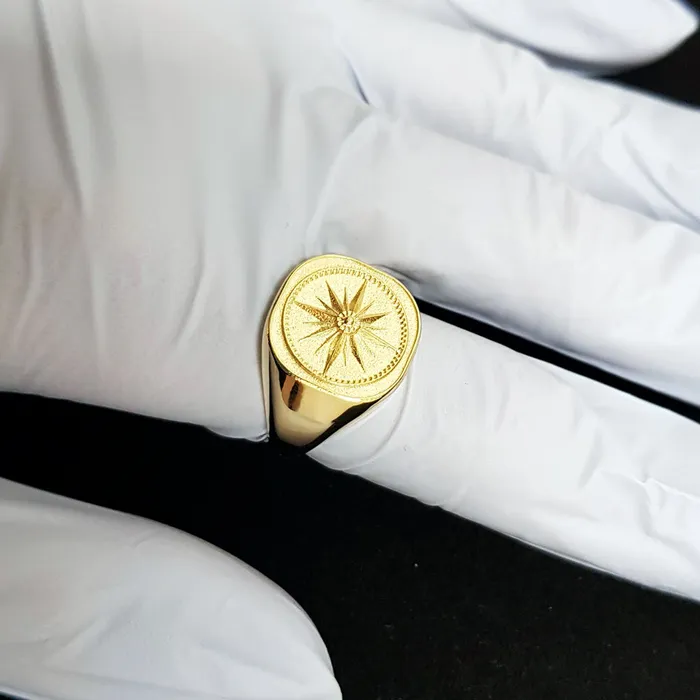 14k 18k gold mens compass ring 1 carre dor Rings