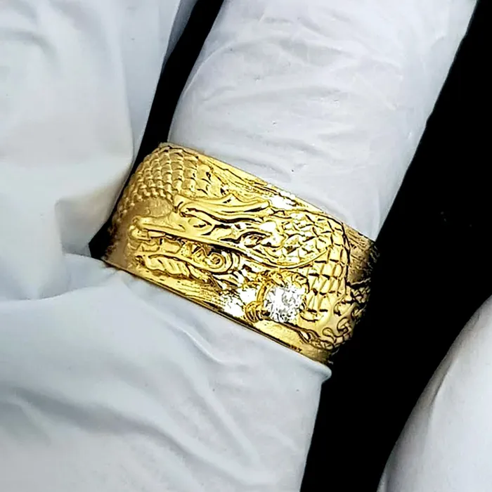 14k 18k gold mens Korean dragon ring 5 carre dor Rings
