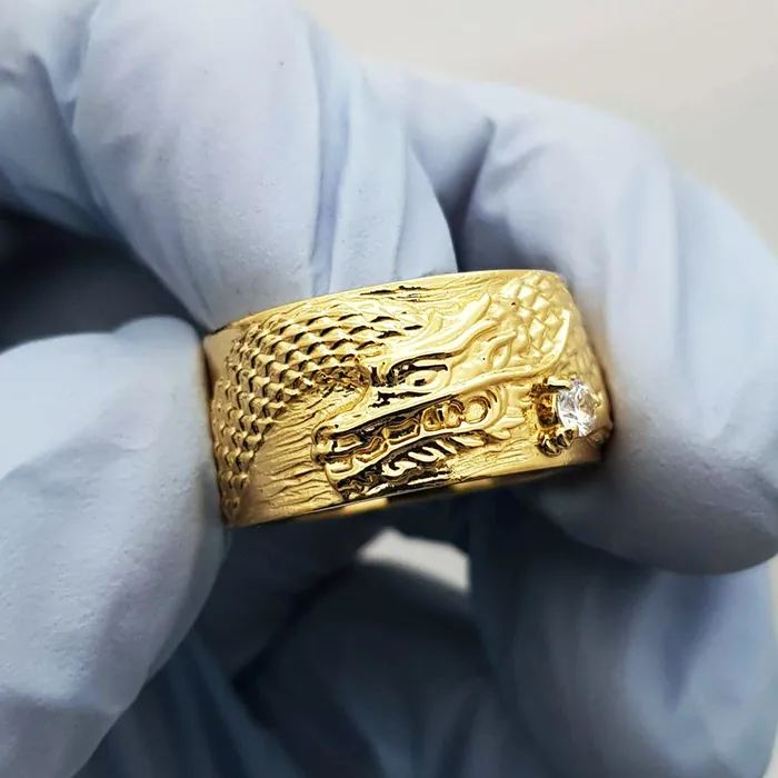14k 18k gold mens Korean dragon ring 5 carre dor Rings