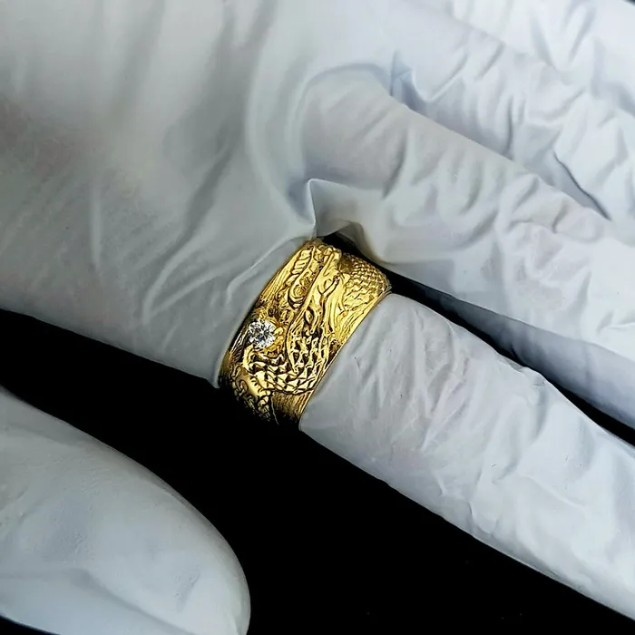 14k 18k gold mens Korean dragon ring 5 carre dor Rings