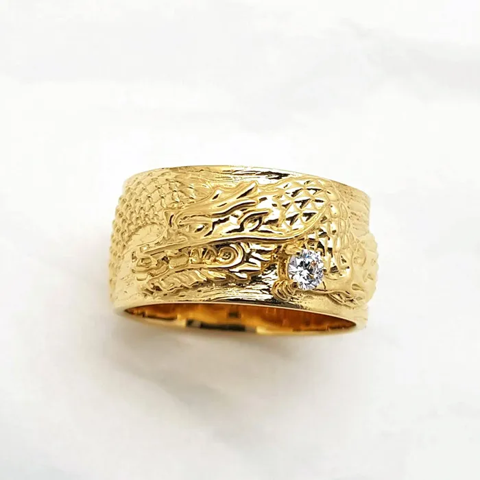 14k 18k gold mens Korean dragon ring 5 carre dor Rings
