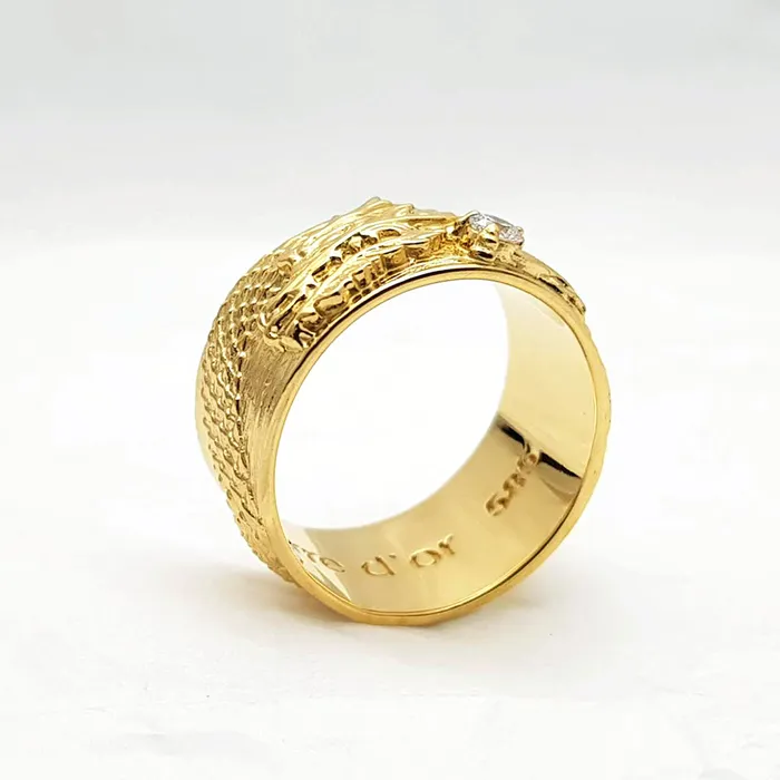14k 18k gold mens Korean dragon ring 5 carre dor Rings