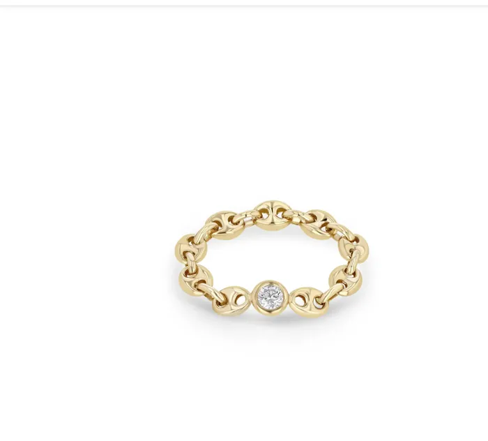 14K FLOATING DIAMOND SMALL MARINER CHAIN RING Zo Chicco Rings
