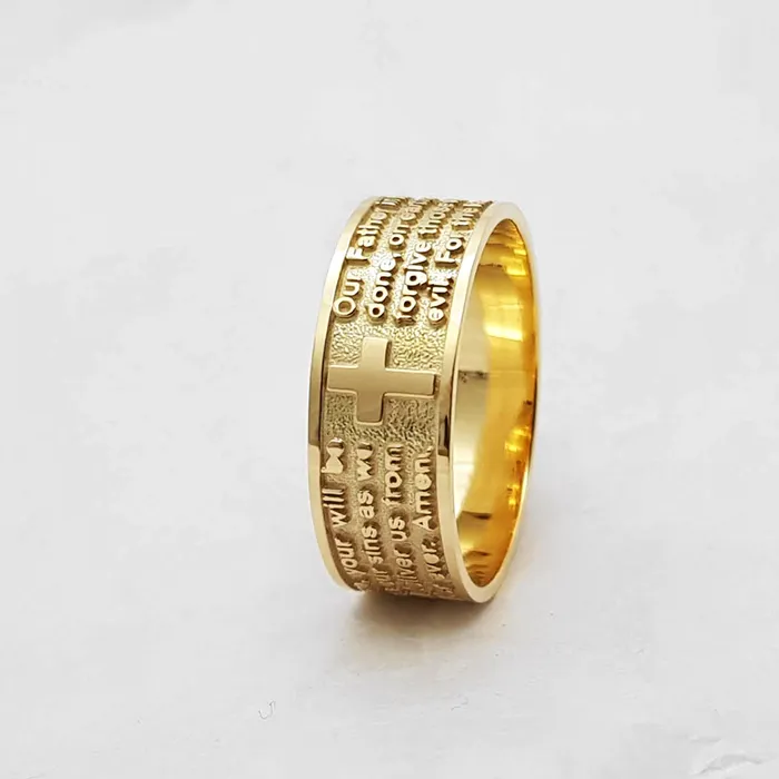 18k 14k gold lords prayer ring 1 carre dor Rings