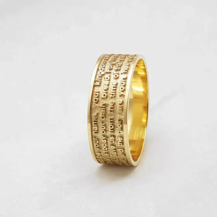 18k 14k gold lords prayer ring 1 carre dor Rings