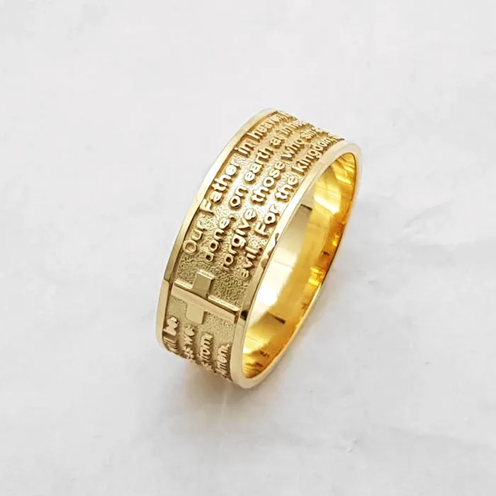 18k 14k gold lords prayer ring 1 carre dor Rings