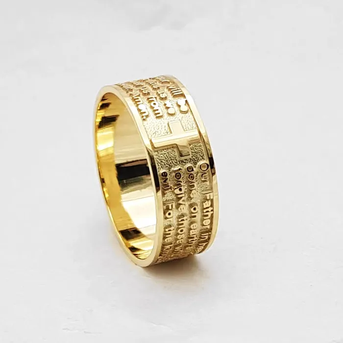 18k 14k gold lords prayer ring 1 carre dor Rings