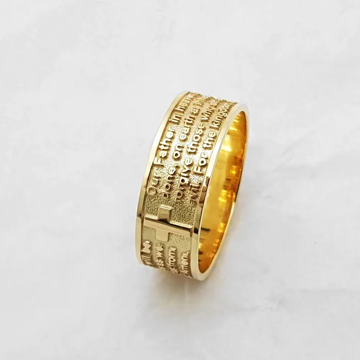 18k 14k gold lords prayer ring 1 carre dor Rings