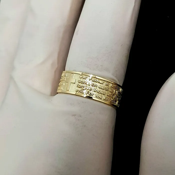 18k 14k gold lords prayer ring 1 carre dor Rings