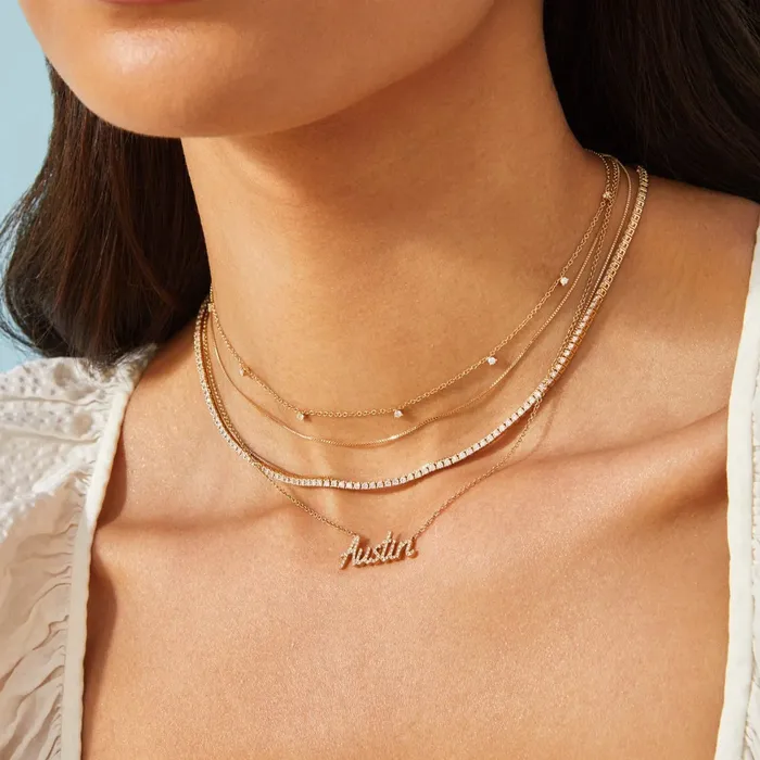 7 Prong Set Diamond Necklace ef collection Necklaces