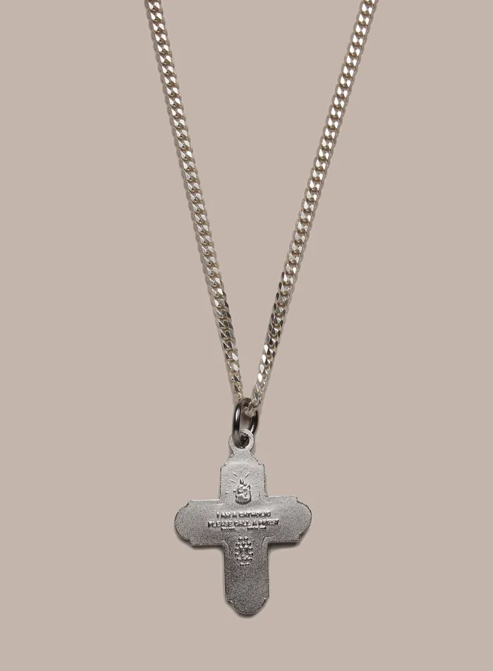 925 Sterling Silver Cross Pendant with Blue Enamel 2mm Cuban Chain WE ARE ALL SMITH Mens Jewelry Clothing Necklaces