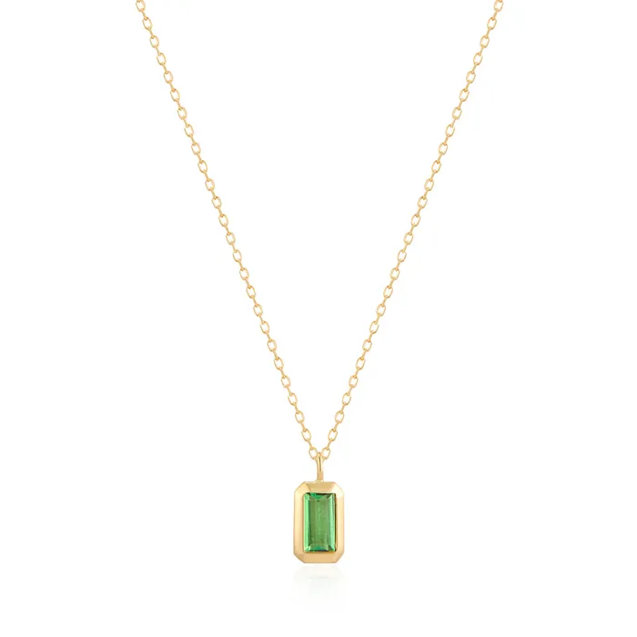 ASPEN Tsavorite Bezel Necklace AURELIE GI Necklaces
