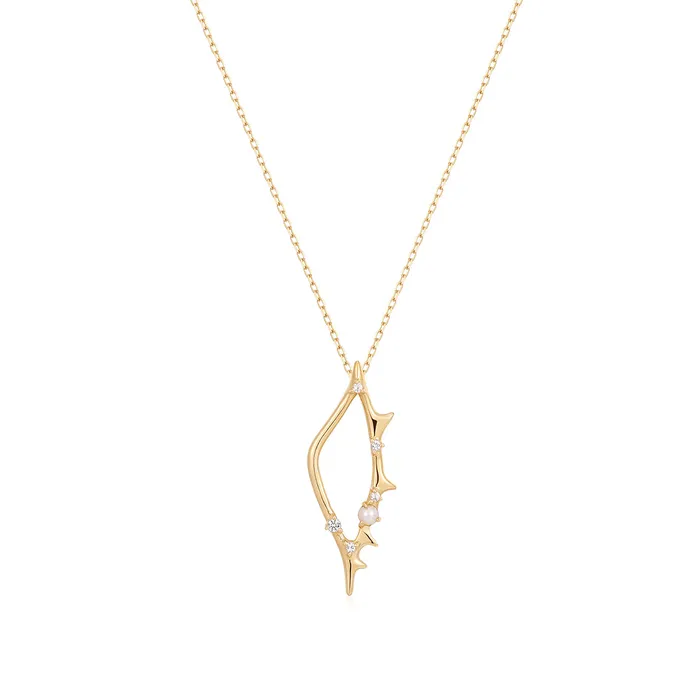 ATTINA Pearl and White Sapphire Open Pendant Necklace AURELIE GI Necklaces