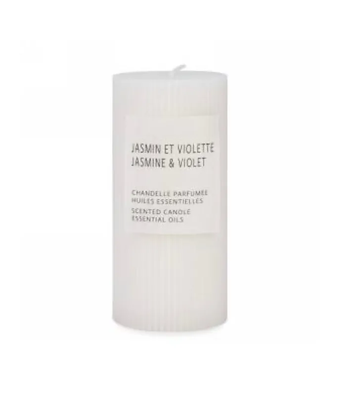 Attitudes Import Rings 6 White Pillar Candle Jasmine Violet