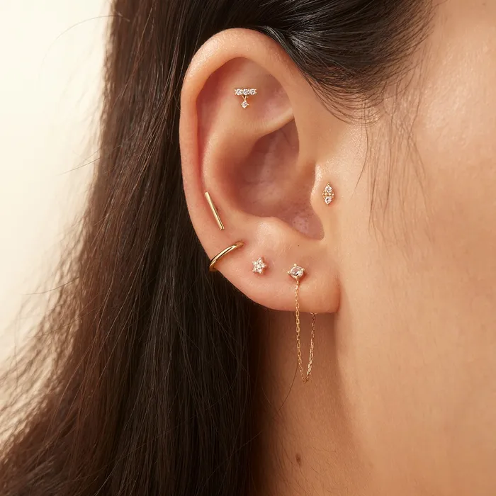 AURELIE GI ADELE Single Diamond Threadless Flatback Earring Earrings