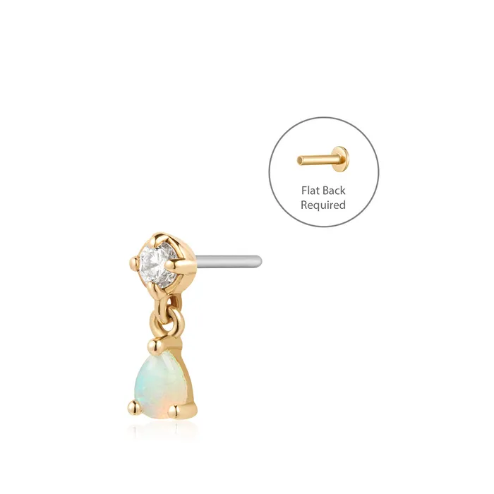 AURELIE GI Earrings KAITLYN Opal and Lab Grown Diamond Threadless Flatback Earring AURELIE GI Earrings KAITLYN Opal and Lab Grown Diamond Threadless Flatback Earring