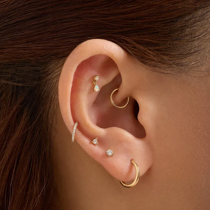AURELIE GI Earrings KAITLYN Opal and Lab Grown Diamond Threadless Flatback Earring