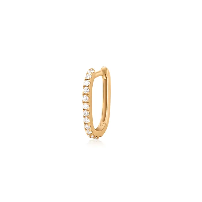 AURELIE GI Earrings LOUISA Diamond Paper Clip Single Huggie Hoop