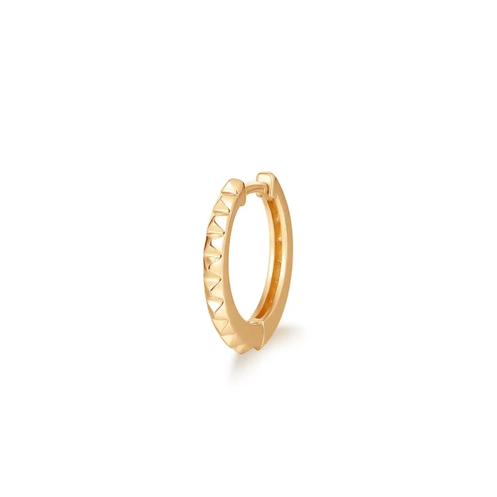 AURELIE GI Earrings MAILI Grooved Yellow Gold Single Huggie Hoop