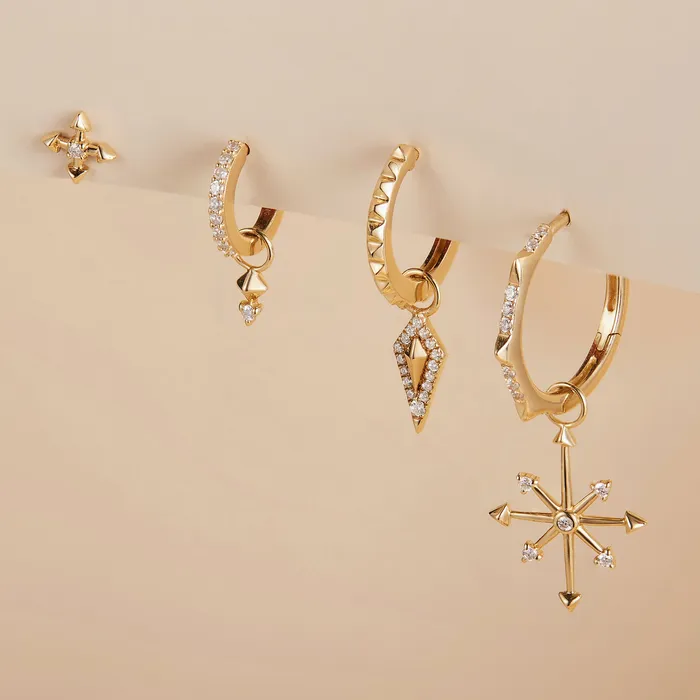 AURELIE GI Earrings MAILI Grooved Yellow Gold Single Huggie Hoop
