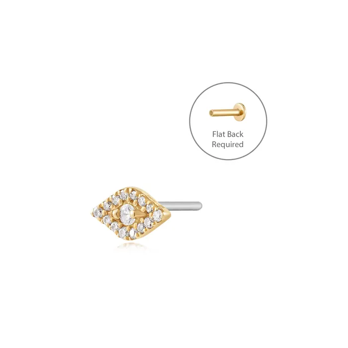 AURELIE GI Earrings SKYLAR Diamond Evil Eye Threadless Flatback Earring