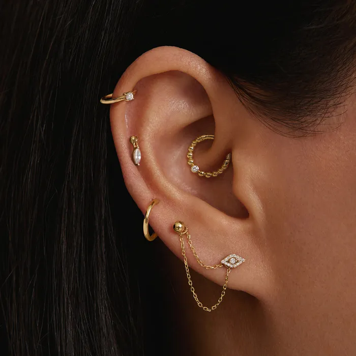 AURELIE GI Earrings SKYLAR Diamond Evil Eye Threadless Flatback Earring