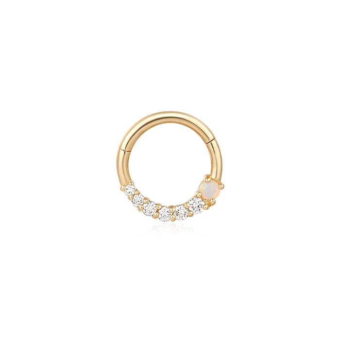 AURELIE GI Earrings ZANDER LabGrown Diamond and Opal Clicker Hoop