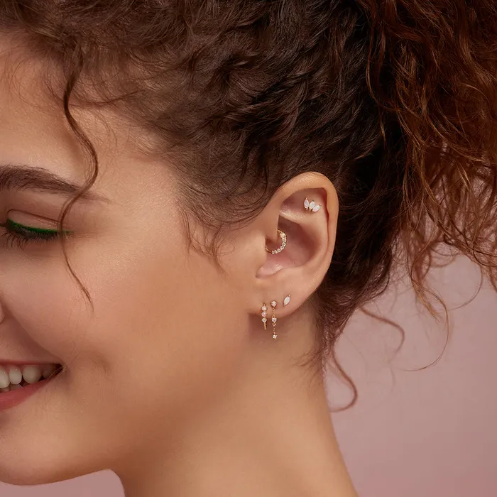AURELIE GI Earrings ZANDER LabGrown Diamond and Opal Clicker Hoop