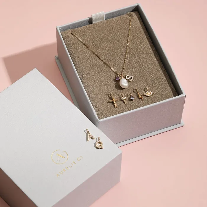 AURELIE GI G Diamond Initial Charm Charm Necklaces