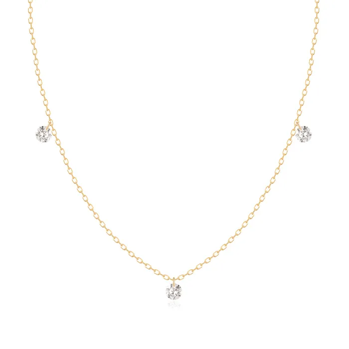AURELIE GI Necklaces POISE Triple Floating Diamond Necklace