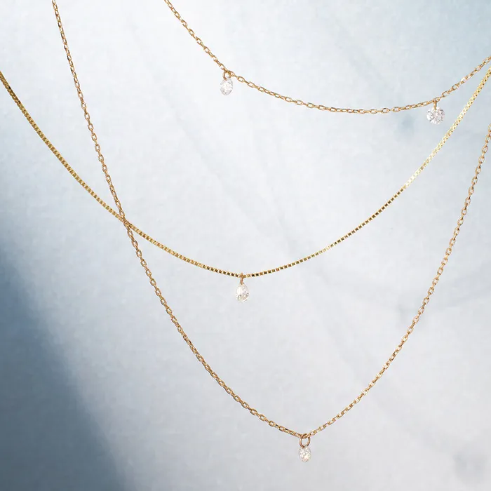 AURELIE GI Necklaces POISE Triple Floating Diamond Necklace