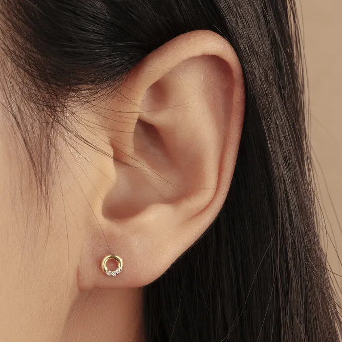 AURELIE GI Rings LENA Open Circle Diamond Studs