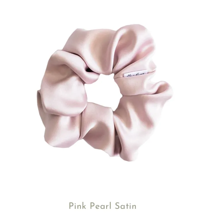 Barbays Earrings Pink Pearl Satin Barbays Scrunchie