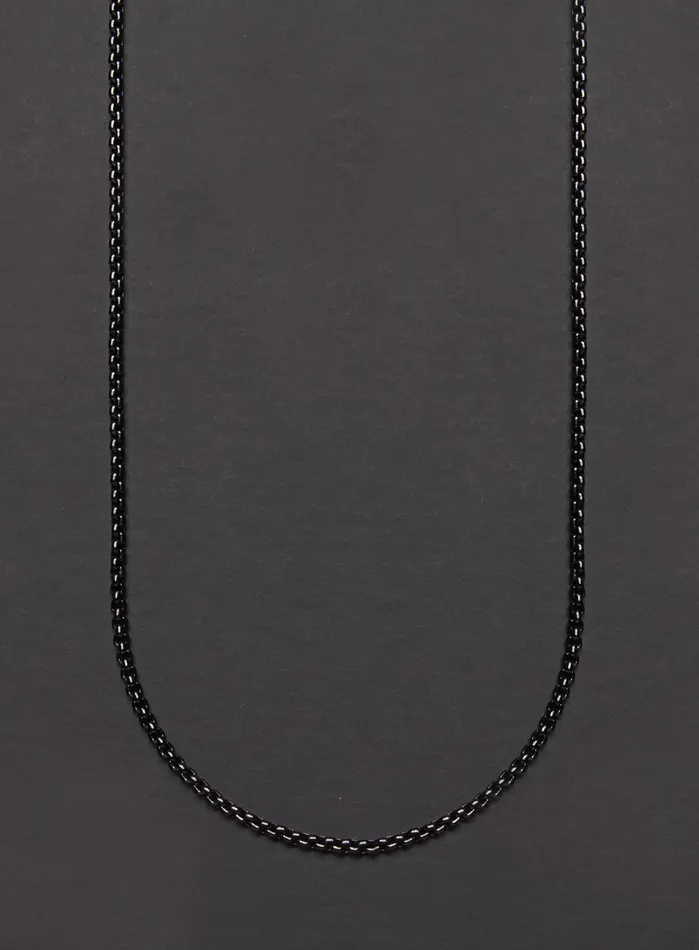 Black gunmetal plated stainless steel round box chain necklace for men We Are All Smith Necklaces