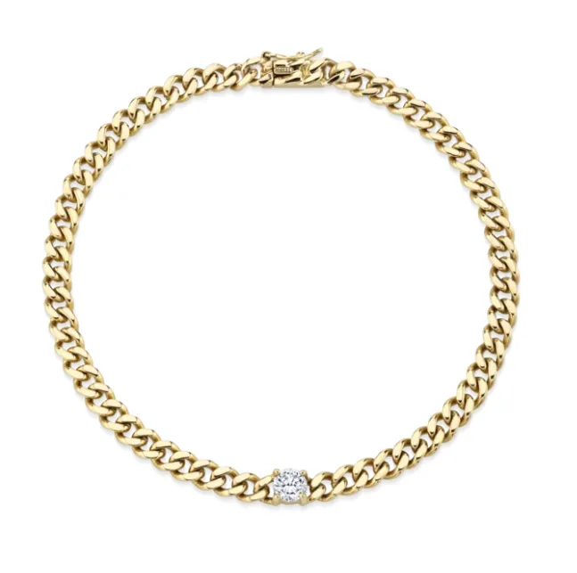 Bracelets Anita Ko CUBAN LINK BRACELET WITH ROUND DIAMOND CENTER