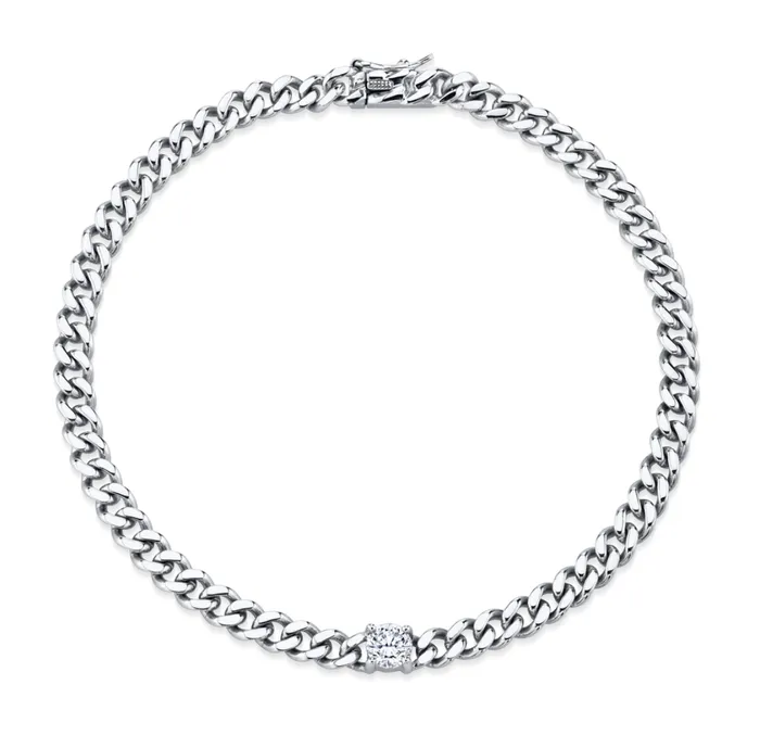 Bracelets Anita Ko CUBAN LINK BRACELET WITH ROUND DIAMOND CENTER