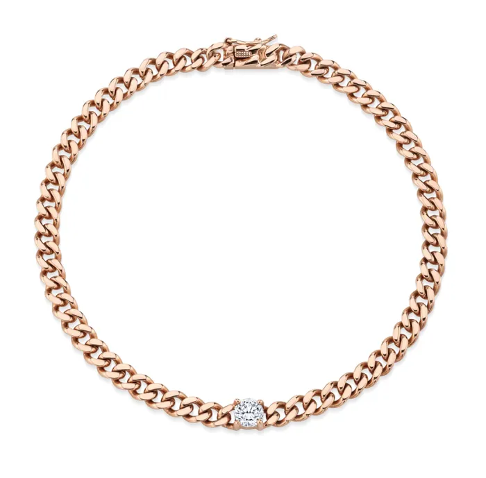 Bracelets Anita Ko CUBAN LINK BRACELET WITH ROUND DIAMOND CENTER