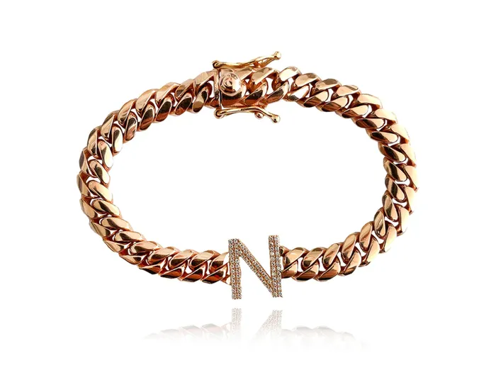 Bracelets Diamond Initial Cuban Link Bracelet Alev