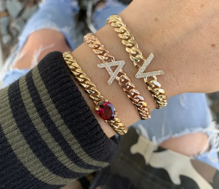 Bracelets Diamond Initial Cuban Link Bracelet Alev