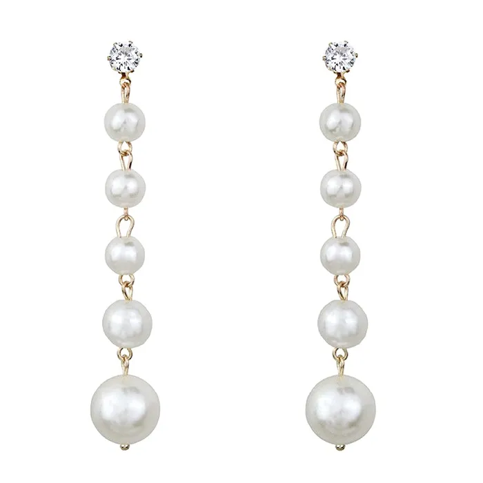 Bracelets Kairangi Earrings for Women and Girls Fashion White Pearl Dangler Earrings Gold Plated Long Chain Pearl Dangler Earrings Birthday Gift for Girls Women Anniversary Gift for Wife Kairangi