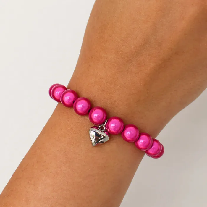 Bracelets Miracle Bead Stretch Bracelet Fuchsia Candlewick Gift Shop