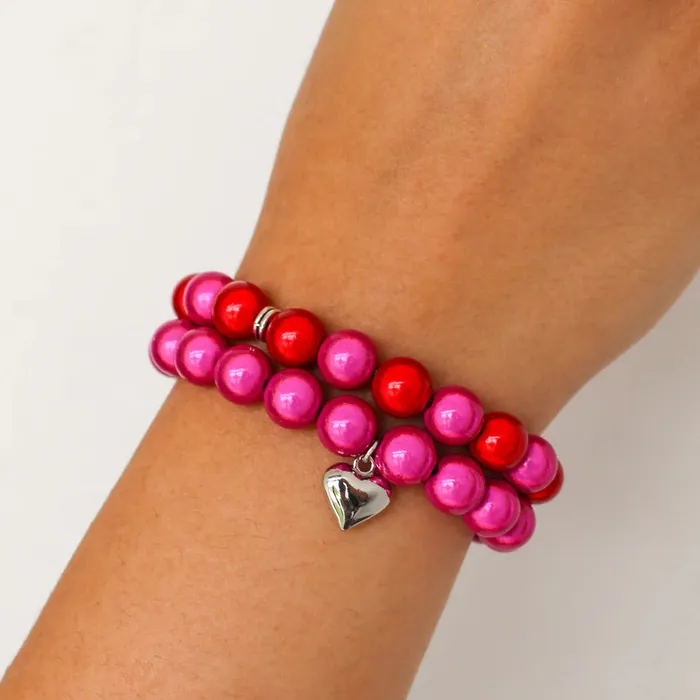 Bracelets Miracle Bead Stretch Bracelet Fuchsia Candlewick Gift Shop