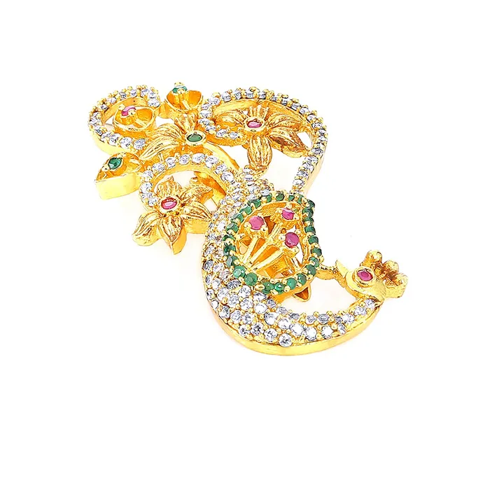 Bracelets Yellow Chimes Brooch for Women Classic ADAmerican Diamond Brooch Pin Peacock Design Gold Plated Bridal Saree Pin for Women and Girls Yellow Chimes