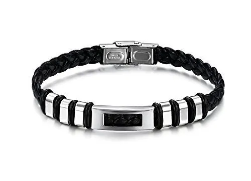 Bracelets YELLOW CHIMES Stainless Steel Leather Bracelet for Men and Boys Yellow Chimes Bracelets YELLOW CHIMES Stainless Steel Leather Bracelet for Men and Boys Yellow Chimes