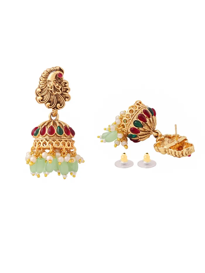 Bracelets Yellow Chimes Temple Jewellery Set Gold Plated Bridal Necklace for Women Adjustable Clasp 38cm Gold