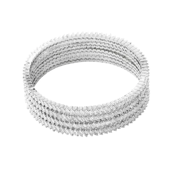Bracelets Yellow Chimes Yellow Chimes Bangles for Women Girls Traditional American Diamond Bangles for women Silver Tone White AD Stone Bangles for girls Birthday Gift For girls women Anniversary Gift for Wife