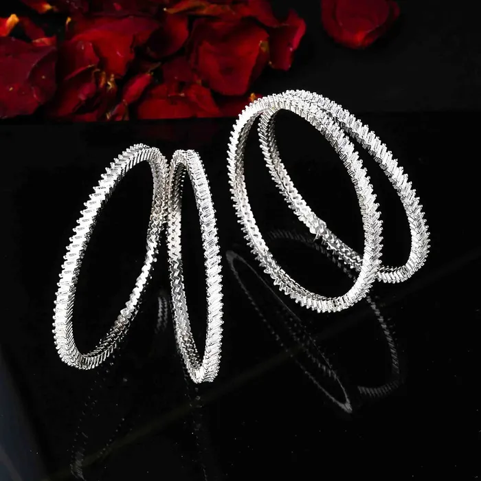 Bracelets Yellow Chimes Yellow Chimes Bangles for Women Girls Traditional American Diamond Bangles for women Silver Tone White AD Stone Bangles for girls Birthday Gift For girls women Anniversary Gift for Wife